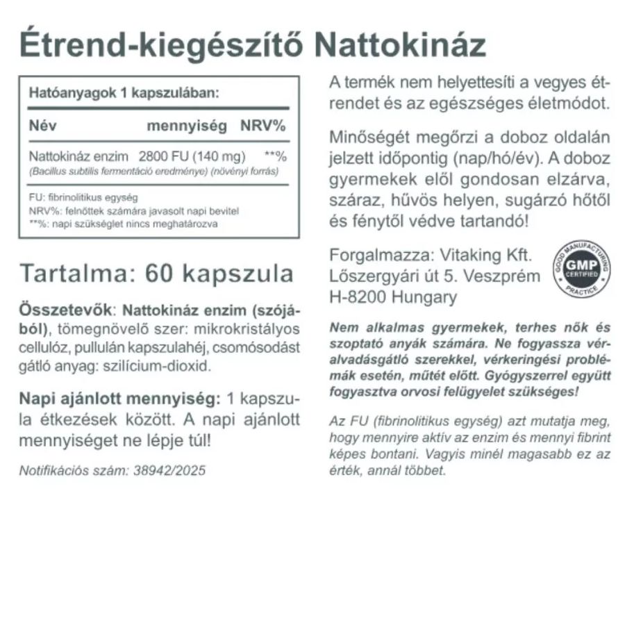 Vitaking Nattokináz Enzim kapszula - 60db 2 Vitaking Nattokináz Enzim kapszula - 60db - Image 2