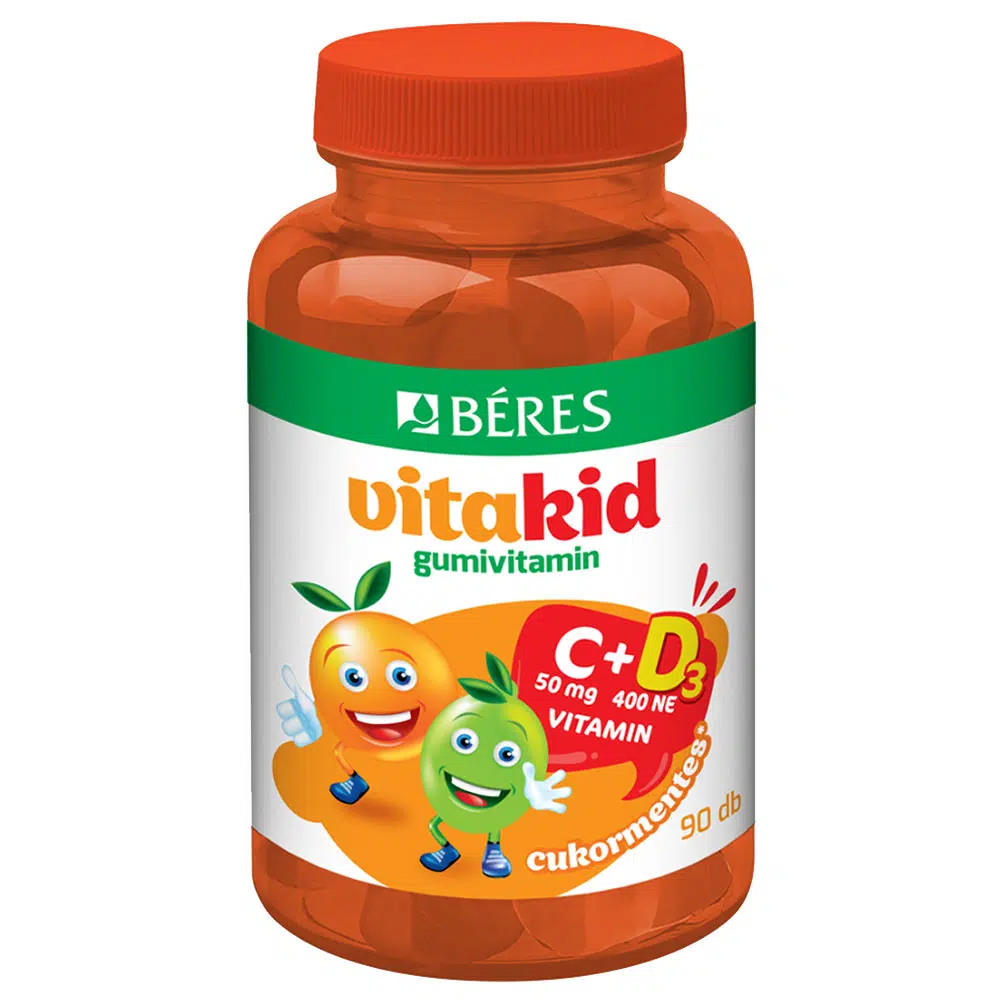 Béres Vitakid C-vitamin+D3 cukormentes gumivitamin - 90db 1 Béres Vitakid C-vitamin+D3 cukormentes gumivitamin - 90db