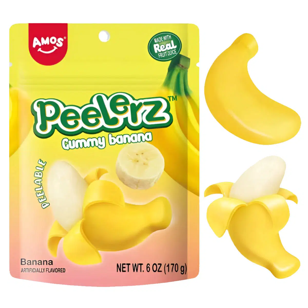 Amos Peelerz Hámozható Banán ízű gumicukor - 85g 1 Amos Peelerz Hámozható Banán ízű gumicukor - 85g
