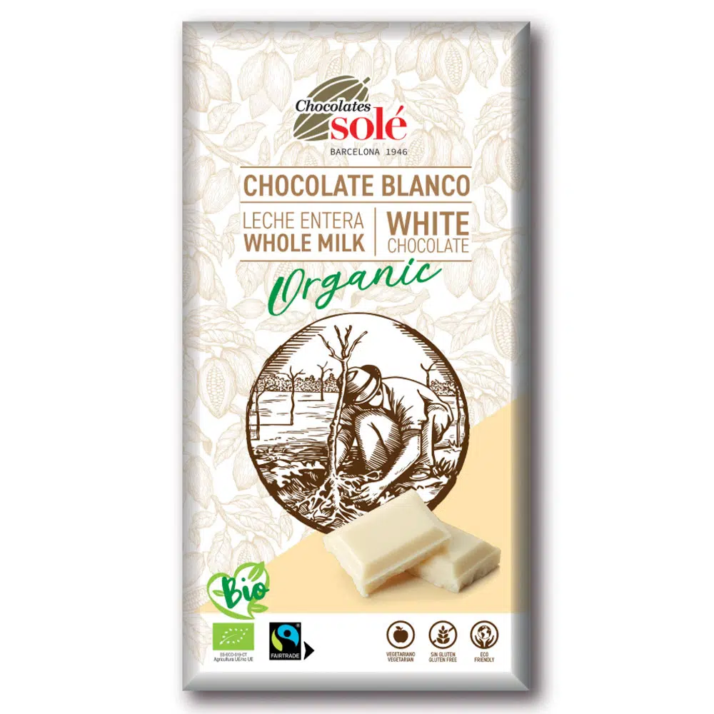 Chocolates Solé Bio fehércsokoládé - 100g 1 Chocolates Solé Bio fehércsokoládé - 100g