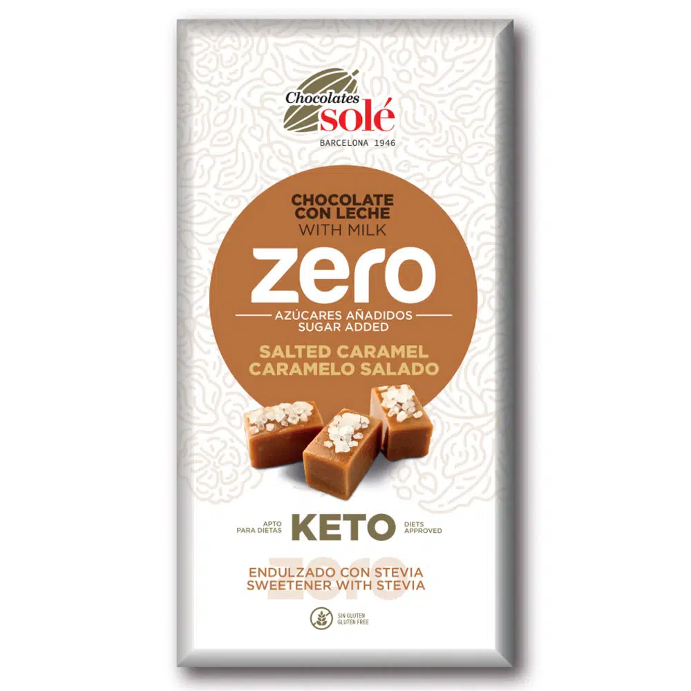 Chocolates Solé ZERO Cukormentes Sós-Karamellás Tejcsokoládé - 100g 1 Chocolates Solé ZERO Cukormentes Sós-Karamellás Tejcsokoládé - 100g