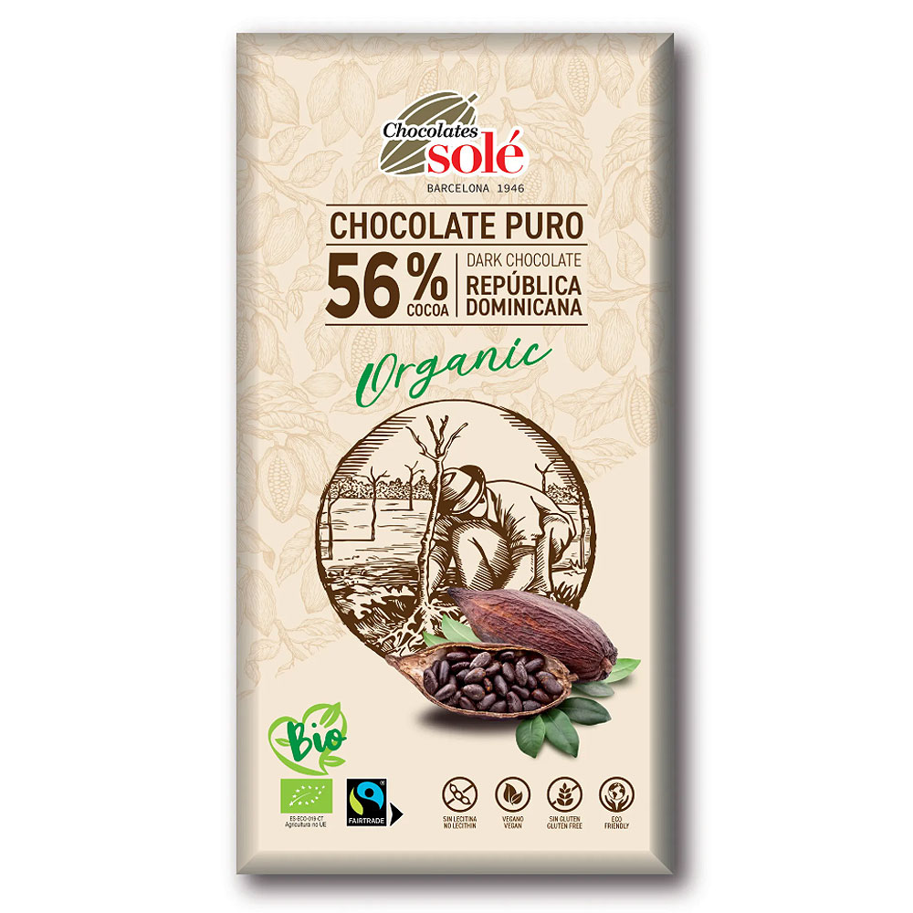 Chocolates Solé 56% Bio Étcsokoládé - 100g 1 Chocolates Solé 56% Bio Étcsokoládé - 100g