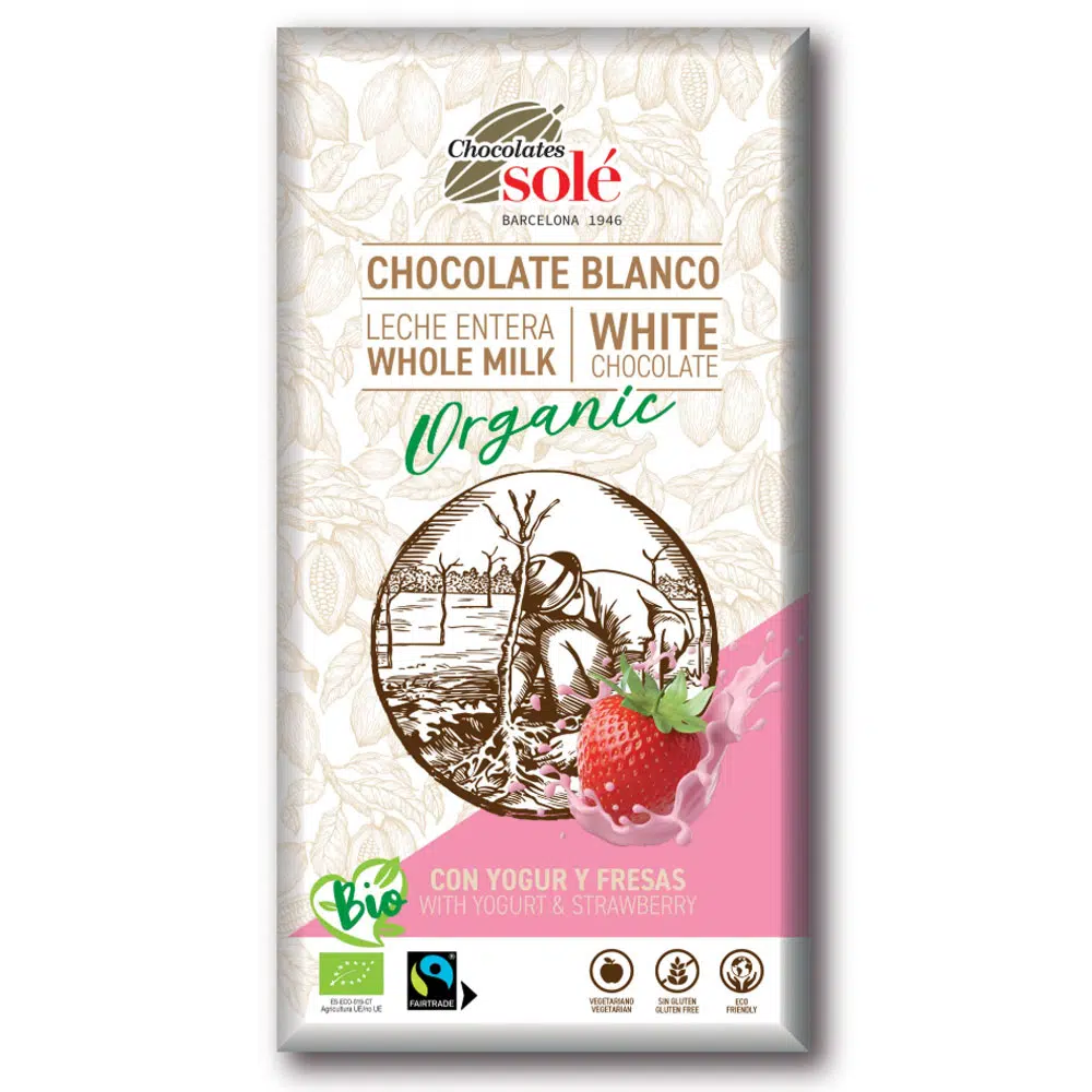 Chocolates Solé Bio Epres-Joghurtos fehércsokoládé - 100g 1 Chocolates Solé Bio Epres-Joghurtos fehércsokoládé - 100g