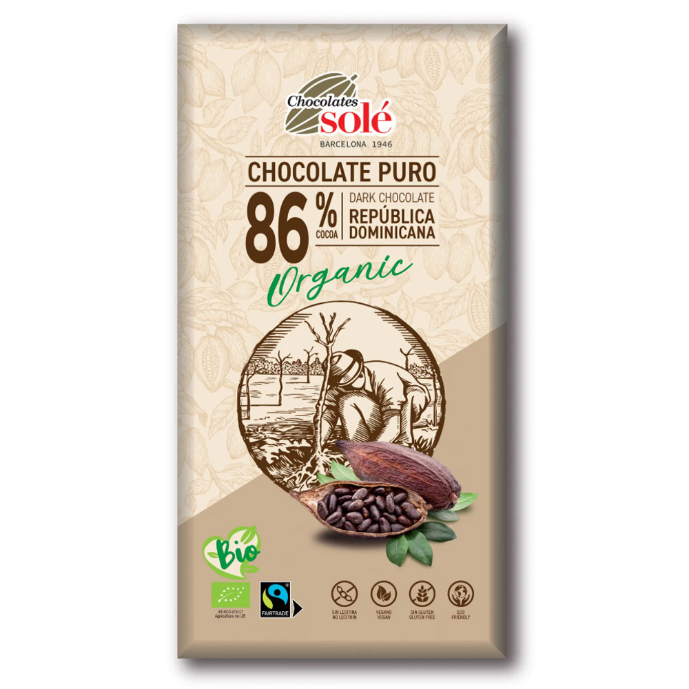 Chocolates Solé 86% Bio Étcsokoládé - 100g 1 Chocolates Solé 86% Bio Étcsokoládé - 100g