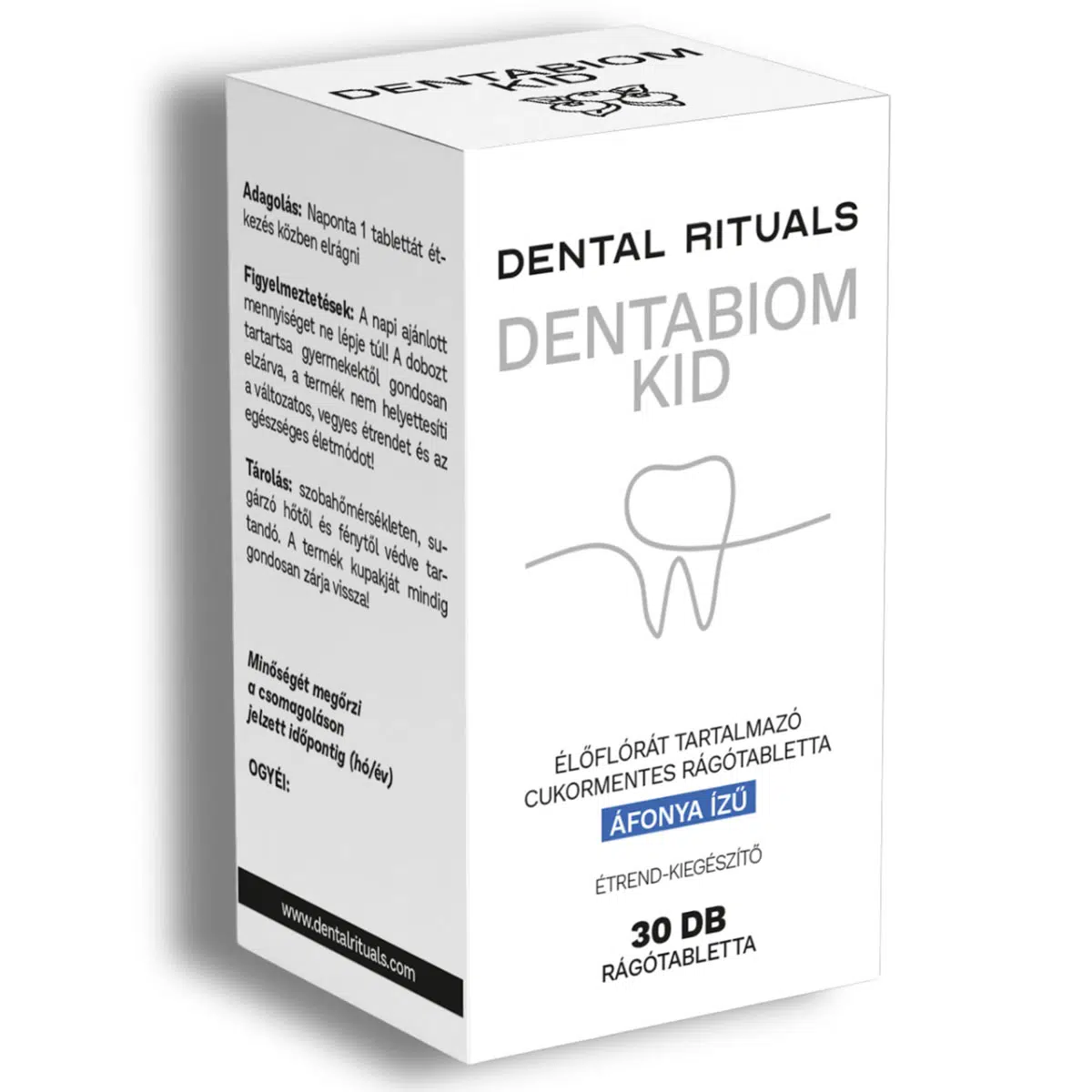 Dental Rituals Dentabiom KID élőflórát tartalmazó áfonya ízű cukormentes rágótabletta - 30db 1 Dental Rituals Dentabiom KID élőflórát tartalmazó áfonya ízű cukormentes rágótabletta - 30db