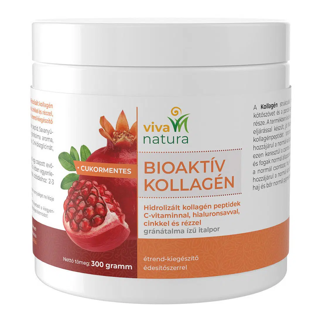Viva natura Bioaktív Kollagén gránátalma ízű italpor 300g 1 Viva natura Bioaktív Kollagén gránátalma ízű italpor 300g