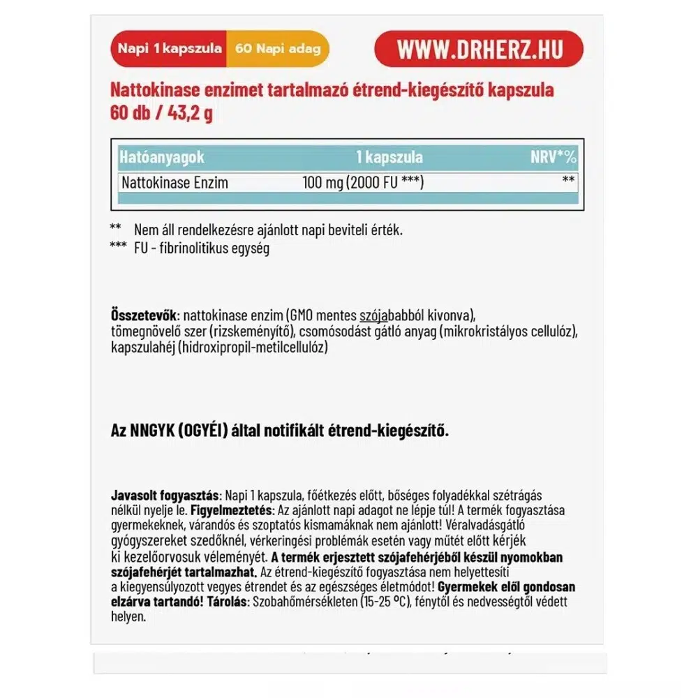 Dr. Herz Nattokináz Enzim kapszula - 60db 2 Dr. Herz Nattokináz Enzim kapszula
