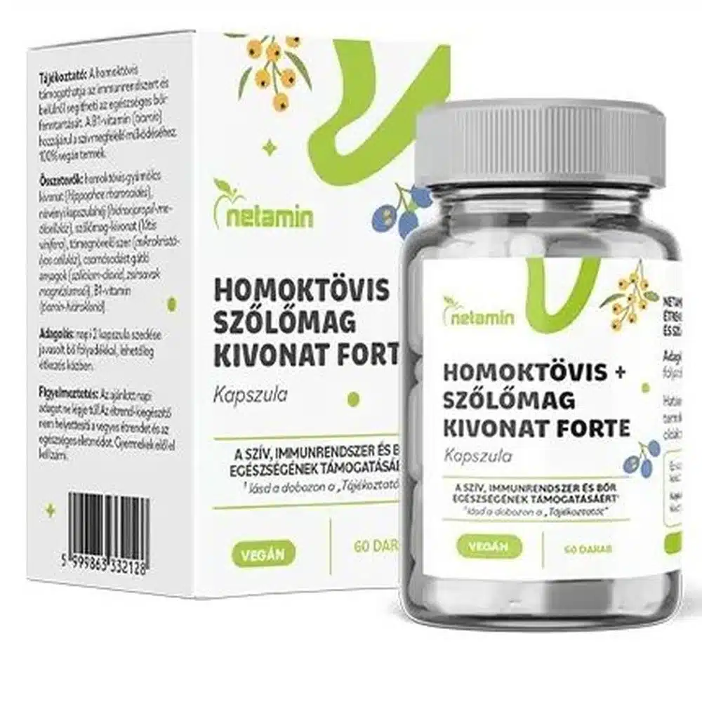 Netamin Homoktövis + Szőlőmag kivonat Forte kapszula - 60db 1 Netamin Homoktövis + Szőlőmag kivonat Forte kapszula - 60db