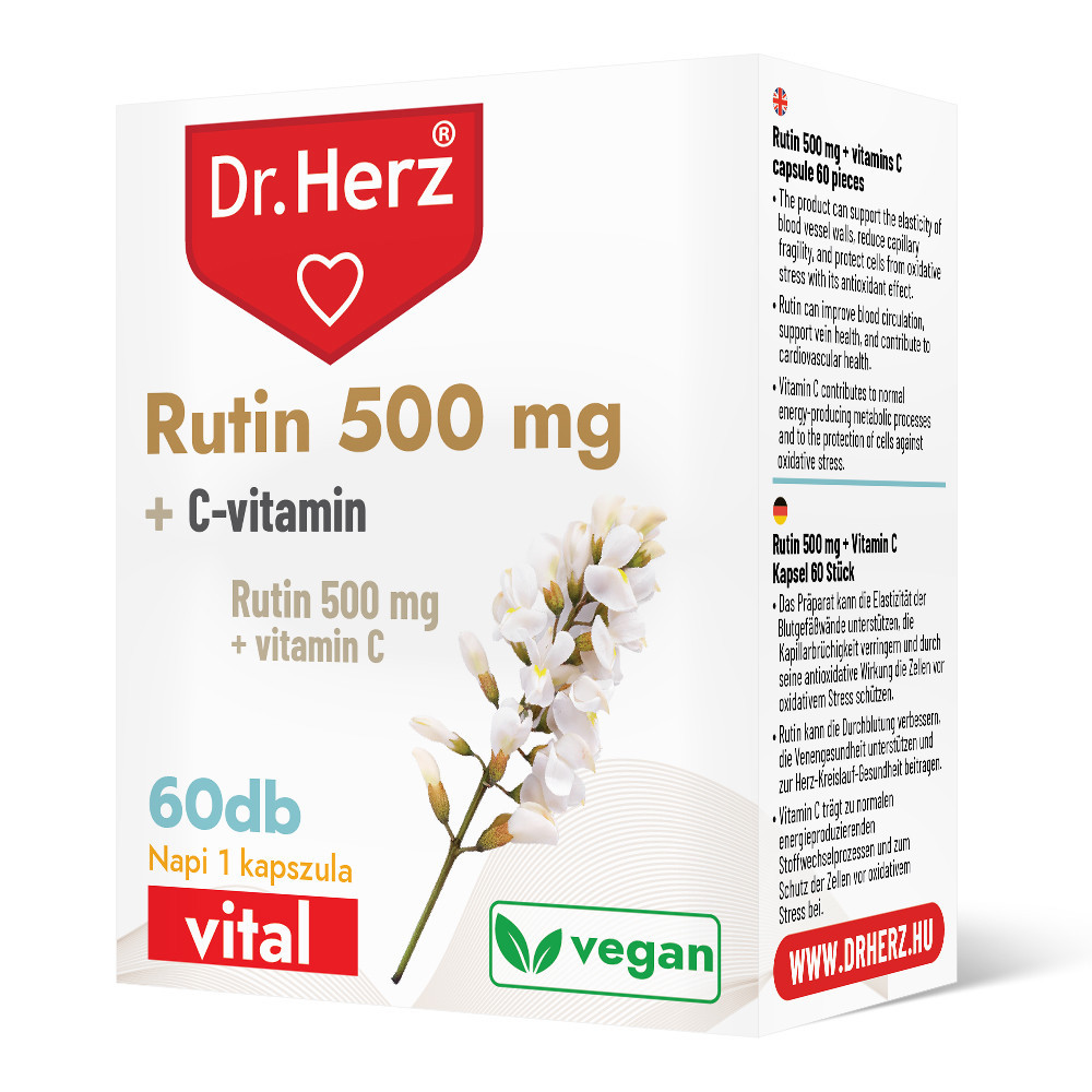 Dr. Herz Rutin 500mg + C-vitaminnal kapszula - 60db 1 Dr. Herz Rutin 500mg + C-vitaminnal kapszula - 60db