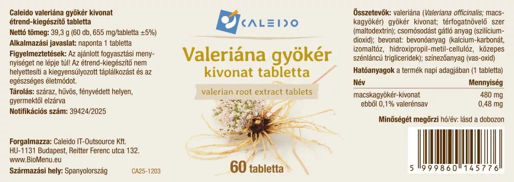 Caleido Valeriana gyökér kivonat tabletta - 60db 3 Caleido Valeriana gyökér kivonat tabletta - 60db - Image 3