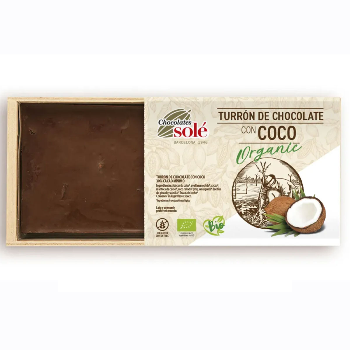 Chocolates Solé Bio csokoládés Nugát kókusszal - 200g 1 Chocolates Solé Bio csokoládés Nugát kókusszal - 200g