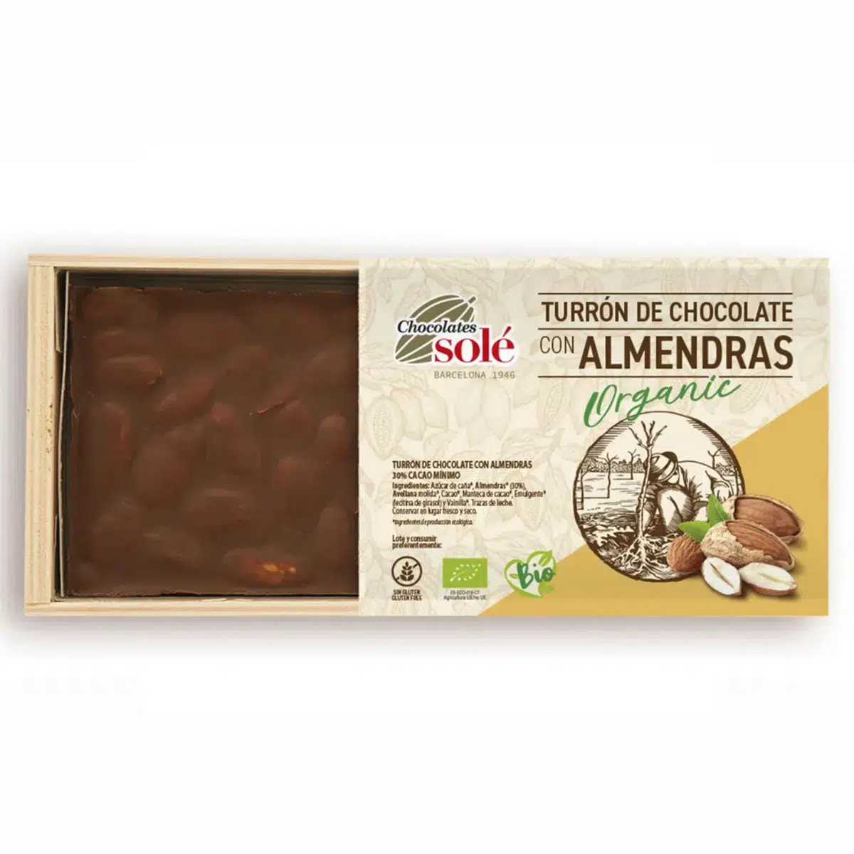 Chocolates Solé Bio csokoládés Nugát mandulával - 200g 1 Chocolates Solé Bio csokoládés Nugát mandulával - 200g