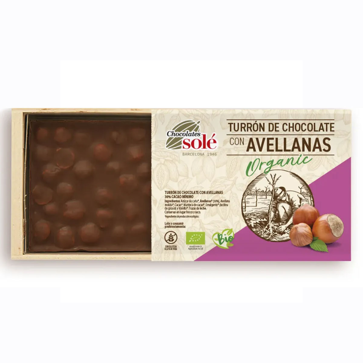 Chocolates Solé Bio csokoládés Nugát mogyoróval - 200g 1 Chocolates Solé Bio csokoládés Nugát mogyoróval - 200g