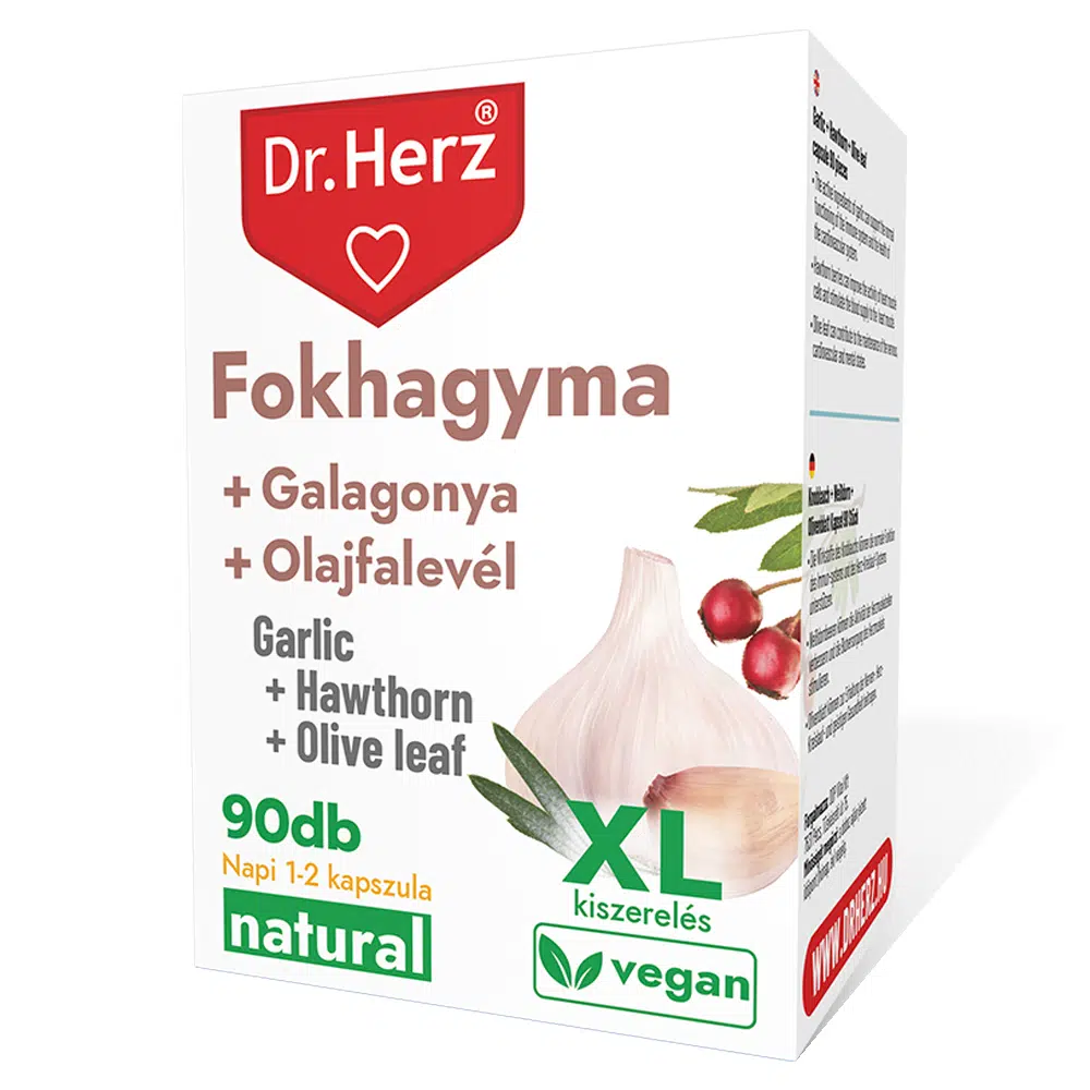 Dr. Herz XL Fokhagyma + Galagonya + Olajfalevél kapszula - 90db 1 Dr. Herz XL Fokhagyma + Galagonya + Olajfalevél kapszula - 90db