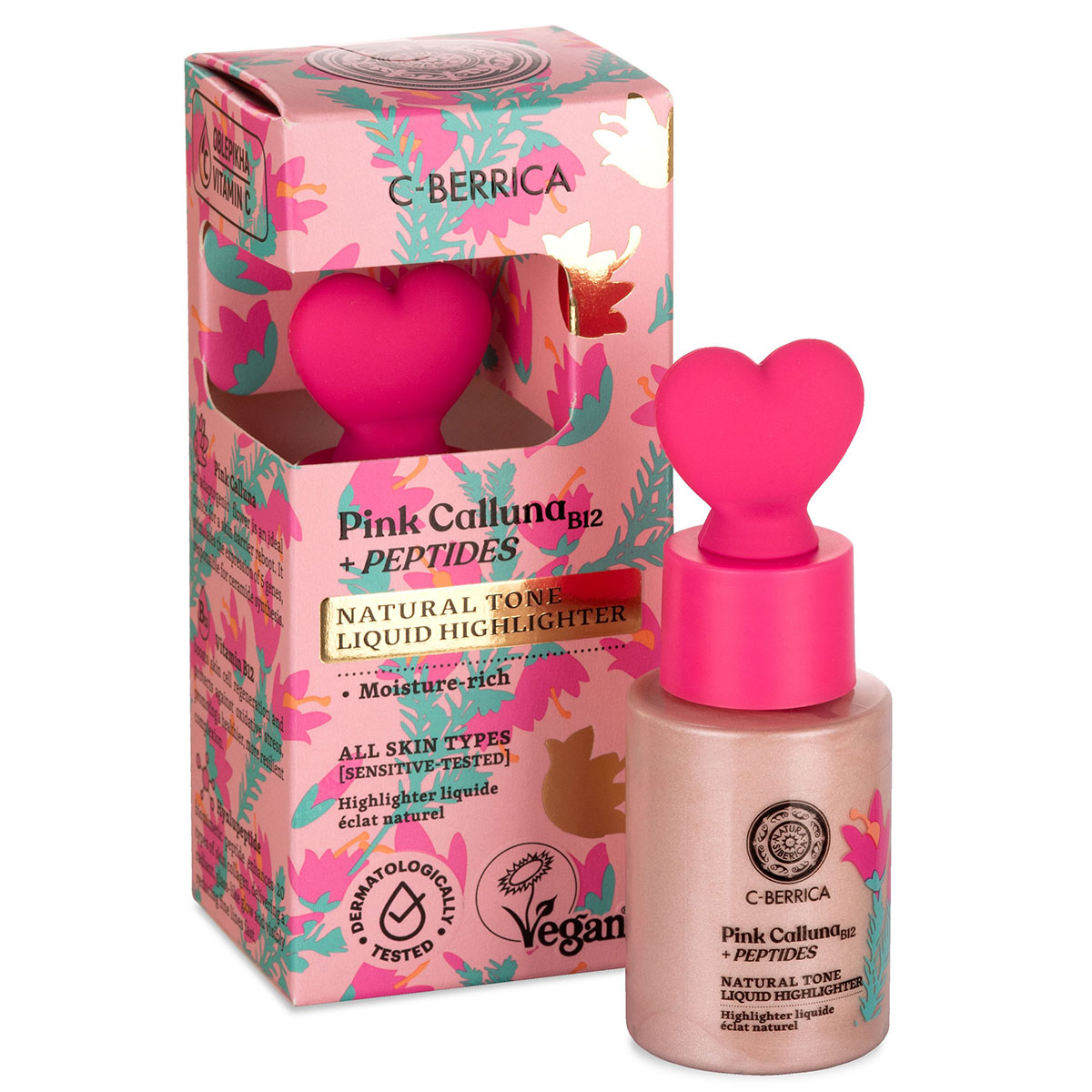 Natura Siberica C-Berrica Pink Calluna Természetes tónusú folyékony highlighter - 30ml 1 Natura Siberica C-Berrica Pink Calluna Természetes tónusú folyékony highlighter - 30ml