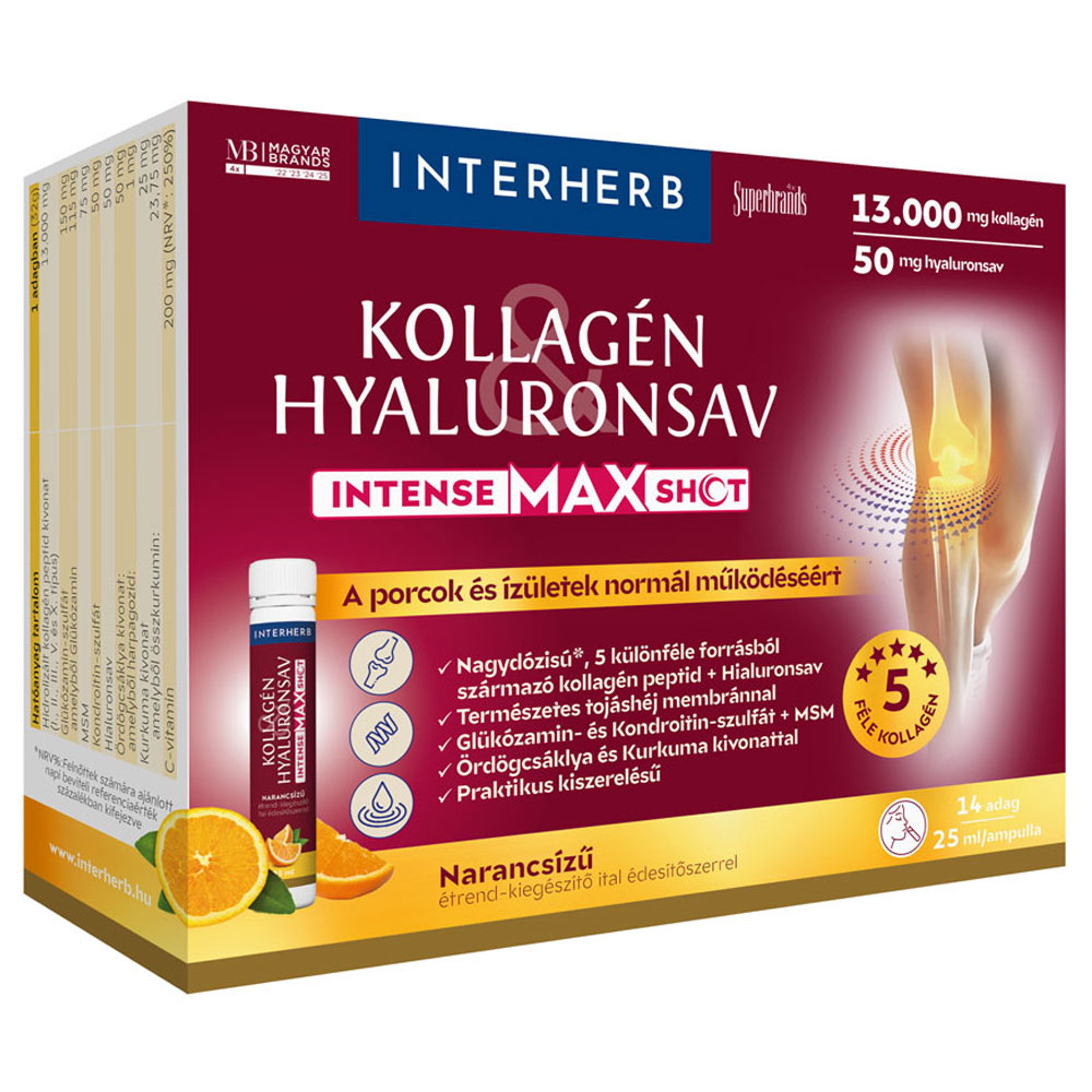 Interherb Kollagén Hyaluronsav Intense MAX Shot - 14 ampulla 1 Interherb Kollagén Hyaluronsav Intense MAX Shot - 14 ampulla