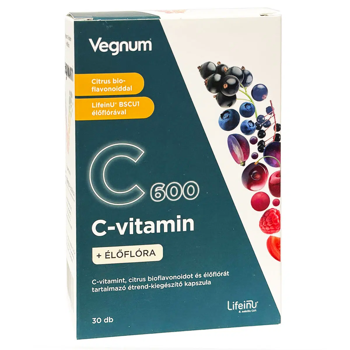 Vegnum C 600 + Élőflóra + Citrus bioflavonoid kapszula - 30db 1 Vegnum C 600 + Élőflóra + Citrus bioflavonoid kapszula - 30db