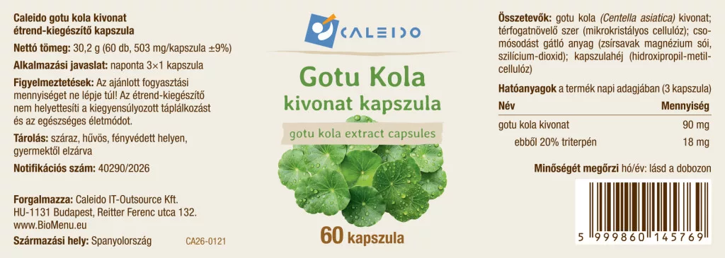 Caleido Gotu Kola kivonat kapszula - 60db 2 Caleido Gotu Kola kivonat kapszula - 60db - Image 2