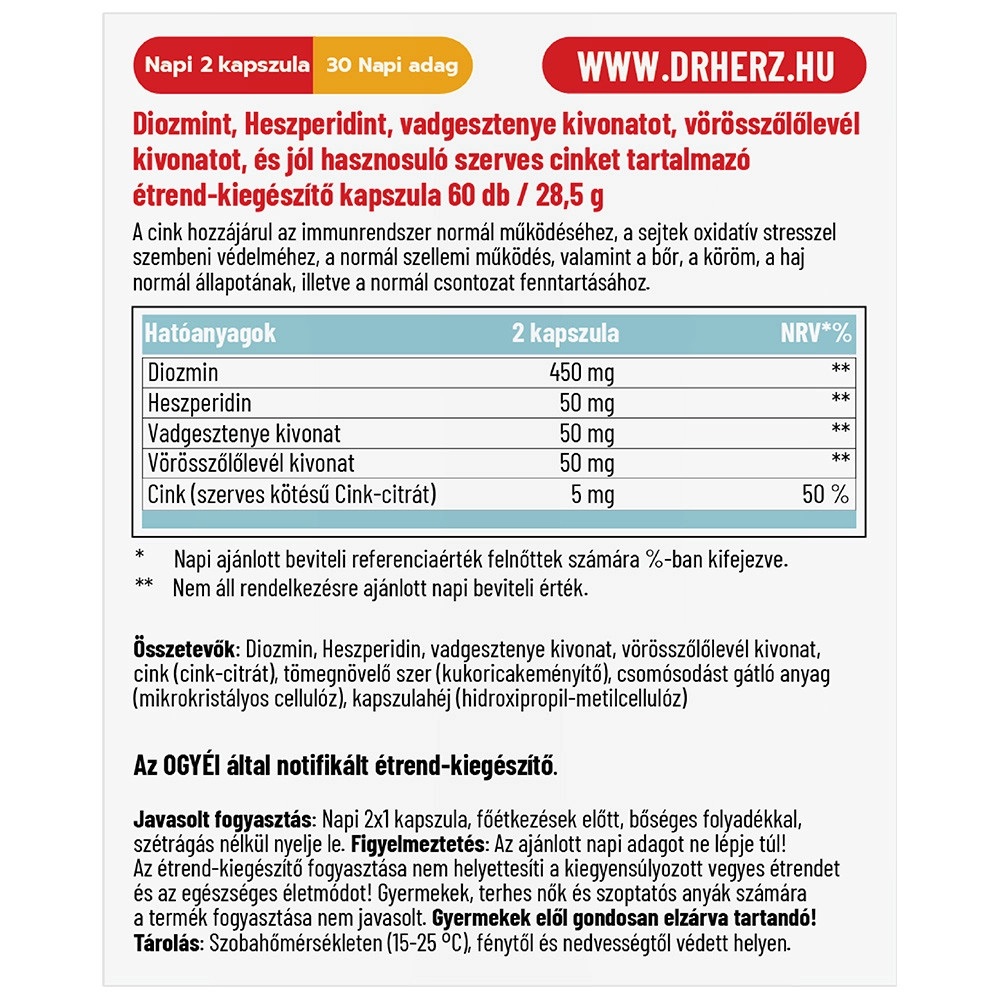 Dr. Herz XXL Diozmin Heszperidin kapszula - 120db 2 Dr. Herz XXL Diozmin Heszperidin kapszula - 120db - Image 2