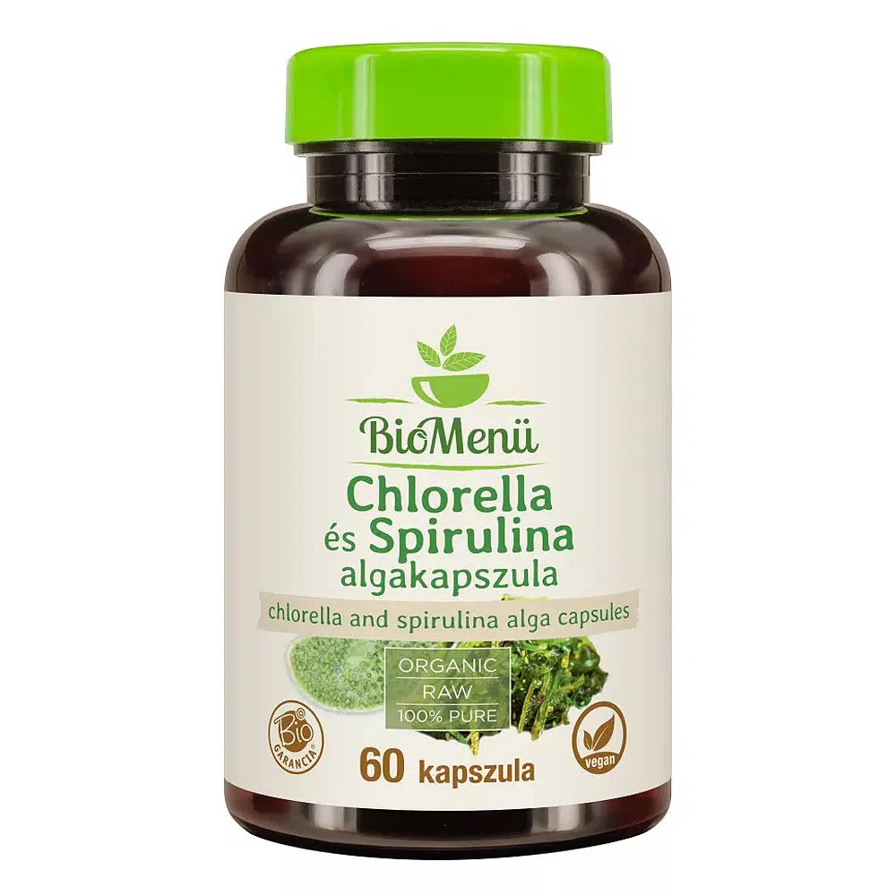 BioMenü Bio Chlorella és Spirulina algakapszula - 60db 1 Biomenü Bio CHLORELLA és SPIRULINA kapszula 60db