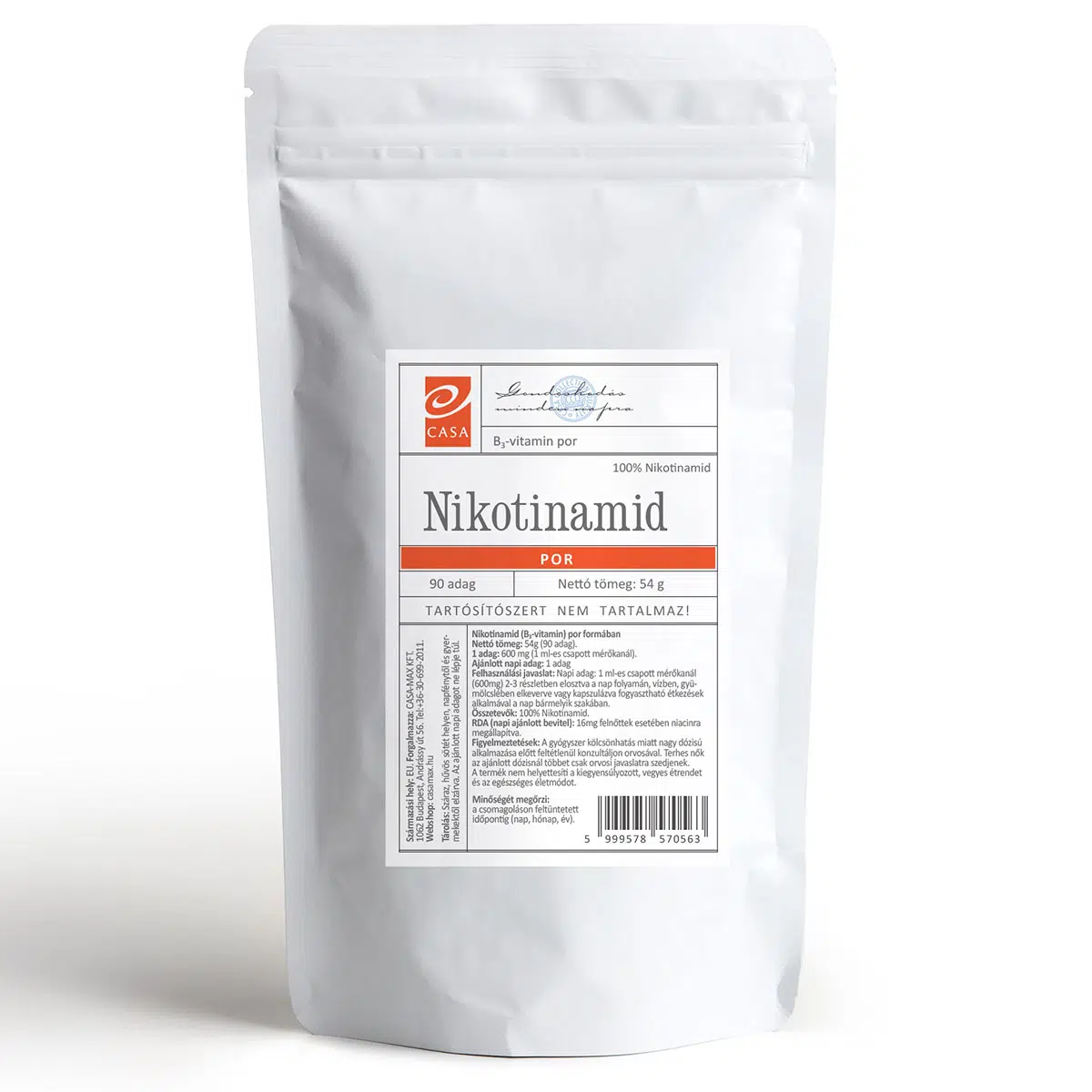Casa Nikotinamid B3-vitamin italpor - 54g 1 Casa Nikotinamid B3-vitamin italpor - 54g