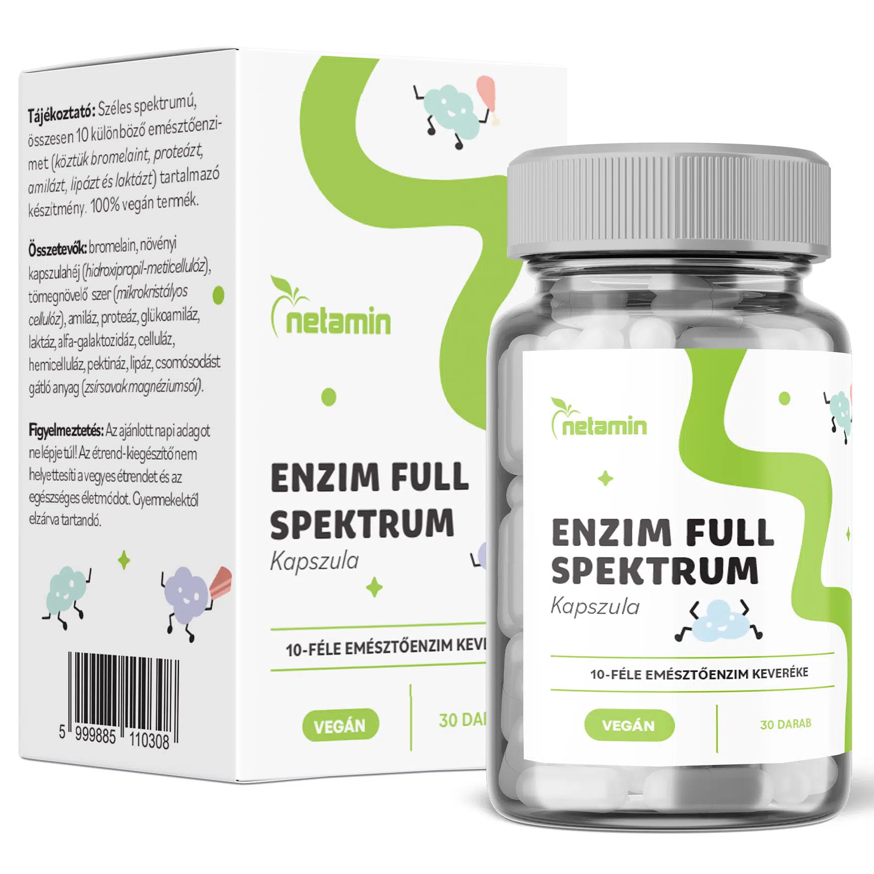 Netamin ENZIM Full Spektrum 10 féle emésztőenzim kapszula - 30db 1 Netamin ENZIM Full Spektrum 10 féle emésztőenzim kapszula 30db