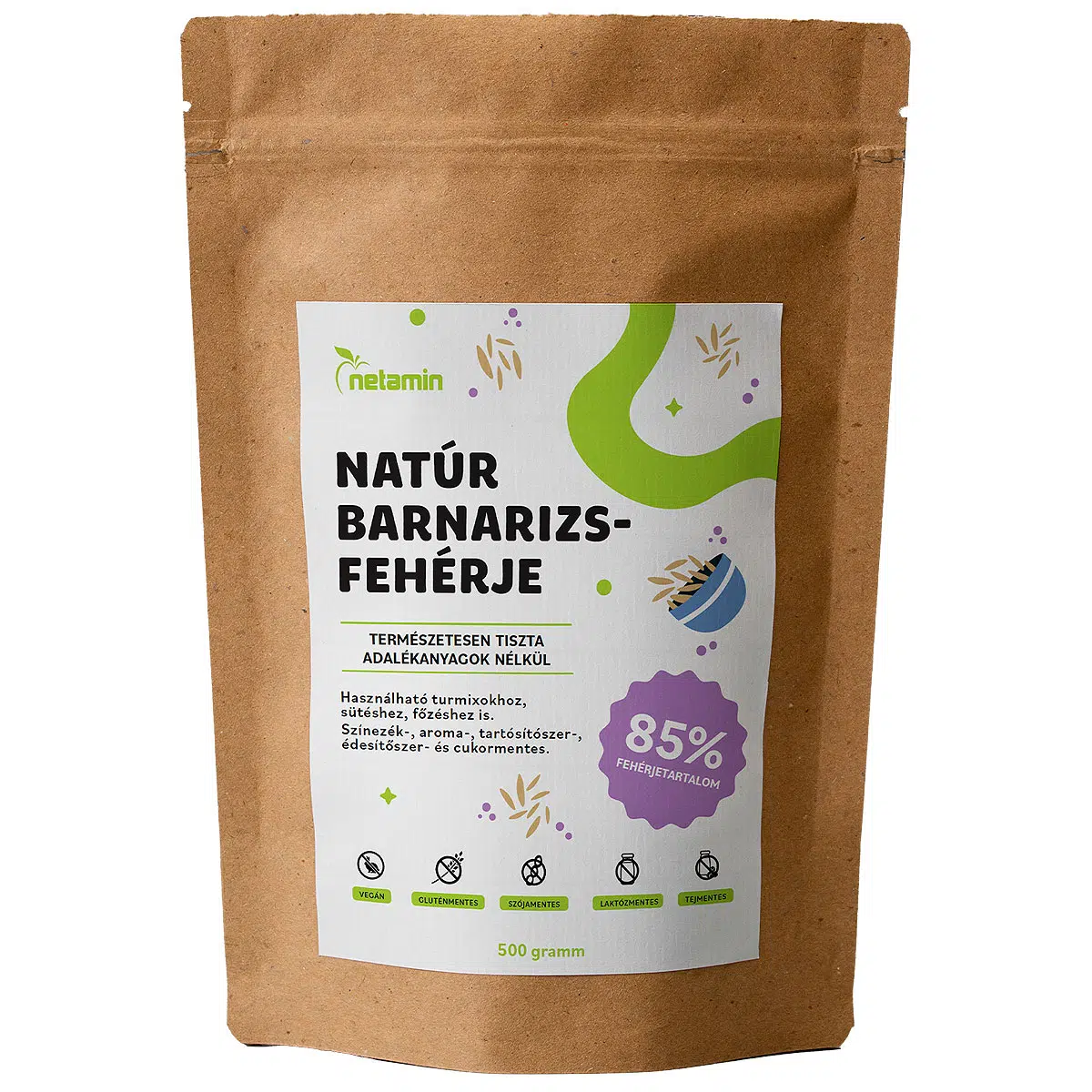 Netamin Natúr rizsfehérje - 500g 1 Netamin Natúr barnarizs fehérje 500g