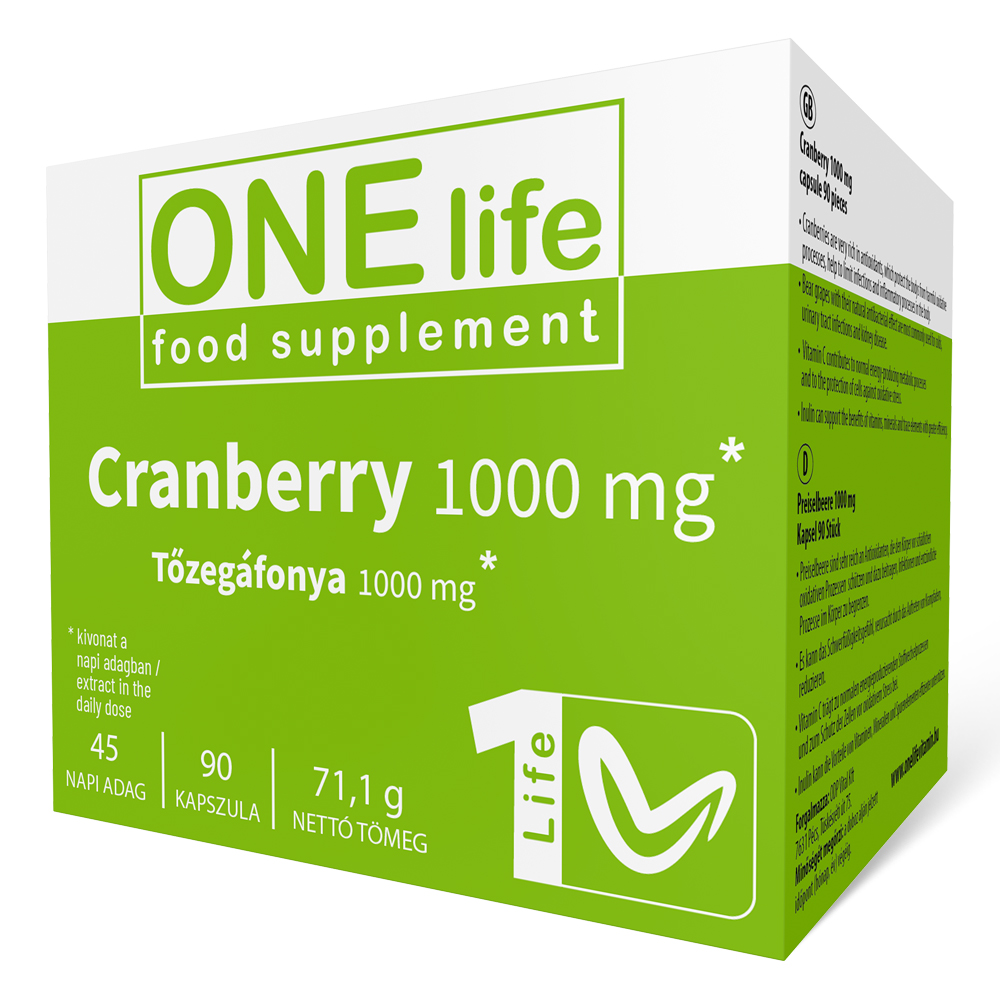 One Life Tőzegáfonya kivonat 1000mg kapszula - 90db 1 One Life Tőzegáfonya kivonat 1000mg kapszula - 90db