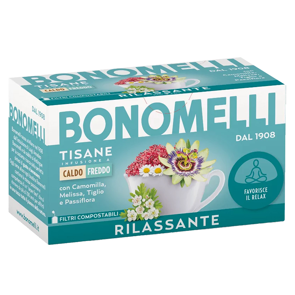 Bonomelli Nyugtató gyógynövénytea – 16 filter 1 Bonomelli Nyugtató étrend-kiegészítő gyógynövénytea - 16 filter
