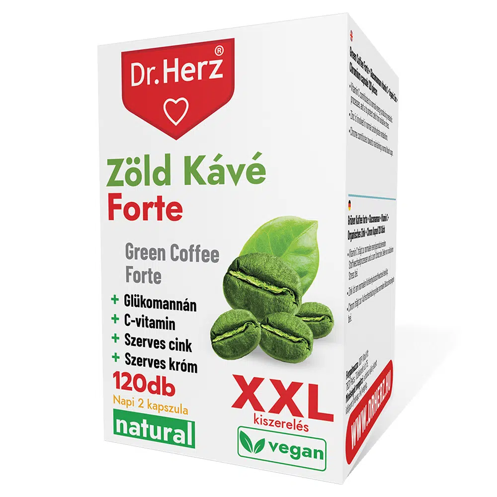 Dr. Herz XXL Zöld Kávé Forte + C-vitamin + Glükomannán kapszula - 120db 1 Dr. Herz XXL Zöld Kávé Forte + C-vitamin + Glükomannán kapszula - 120db