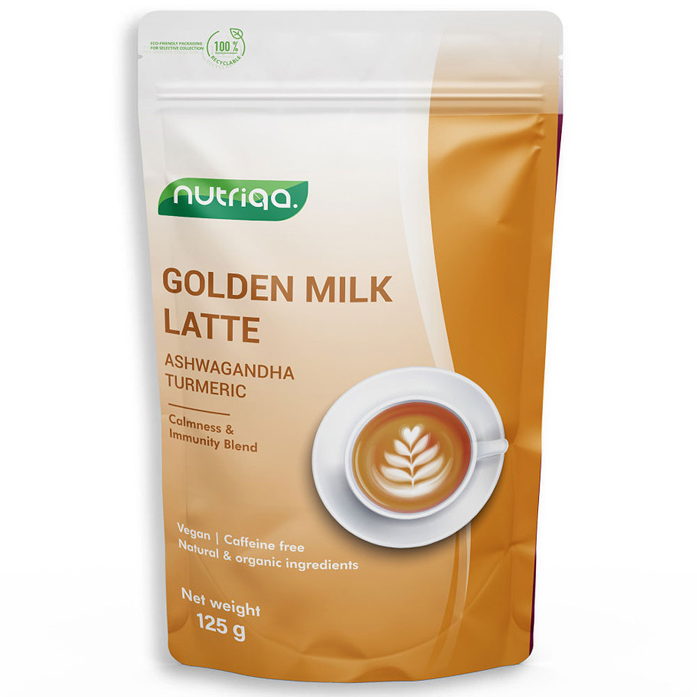 Nutriqa Bio Ashwagandha-Kurkuma Latte - 125g 1 Nutriqa Golden Milk Bio Ashwagandha Turmeric (kurkuma) Latte 125g