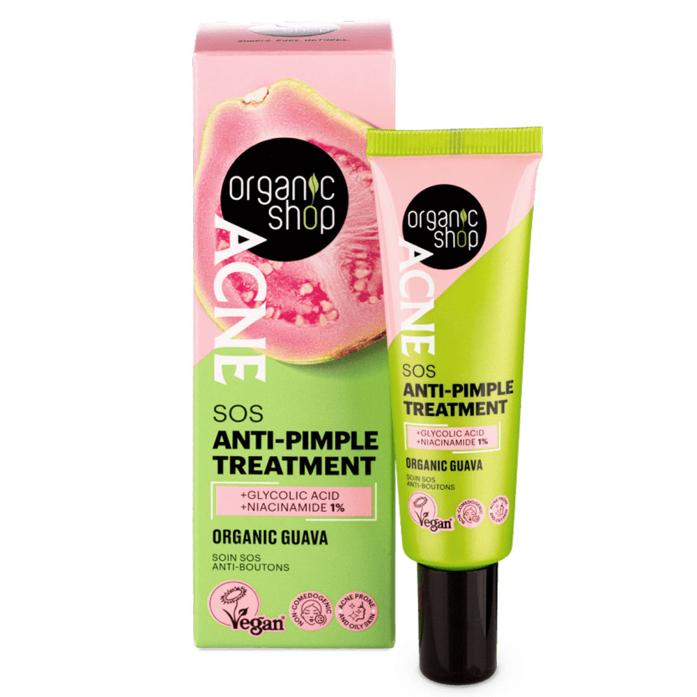 Organic Shop ACNE SOS Pattanás elleni gél bio guavával - 30ml 1 Organic Shop ACNE SOS Pattanás elleni gél bio guavával - 30ml