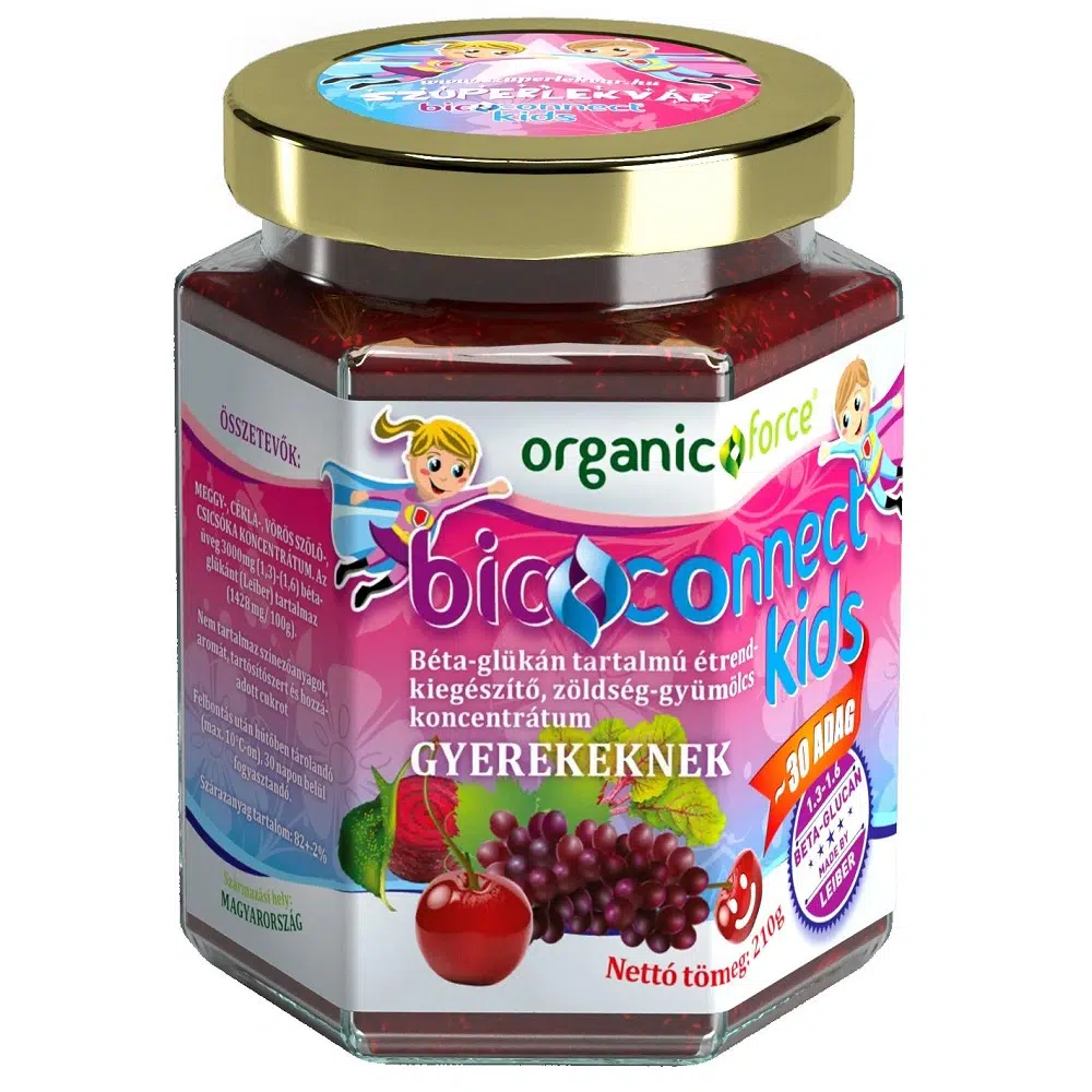Bioconnect Kids szuperlekvár, béta-glükán tartalmú gyümölcs-zöldség koncentrátum gyerekeknek – 210g 1 Bioconnect Kids 210g