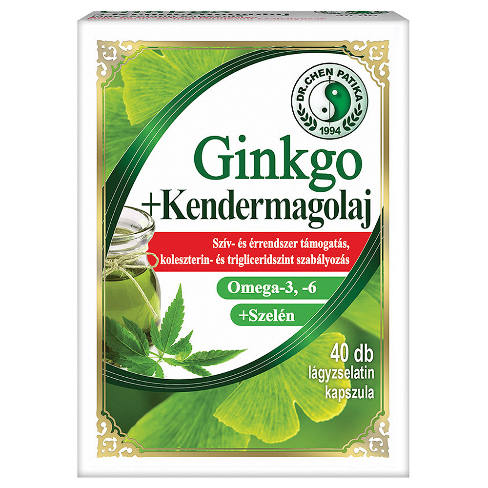 Dr. Chen Ginkgo Biloba+kendermagolaj lágyzselatin kapszula - 40db 1 Dr. Chen Ginkgo Biloba+kendermagolaj lágyzselatin kapszula - 40db