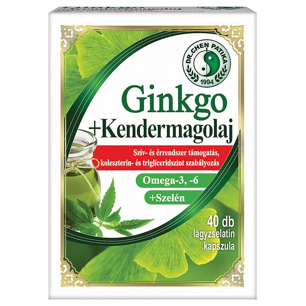 Dr. Chen Ginkgo Biloba+kendermagolaj lágyzselatin kapszula - 40db 1 Dr. Chen Ginkgo Biloba+kendermagolaj lágyzselatin kapszula - 40db