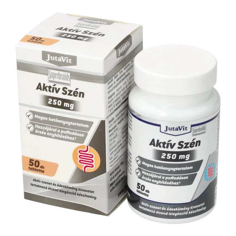Jutavit Aktív szén 250mg tabletta - 50db 1 Jutavit Aktív szén 250mg tabletta 50db