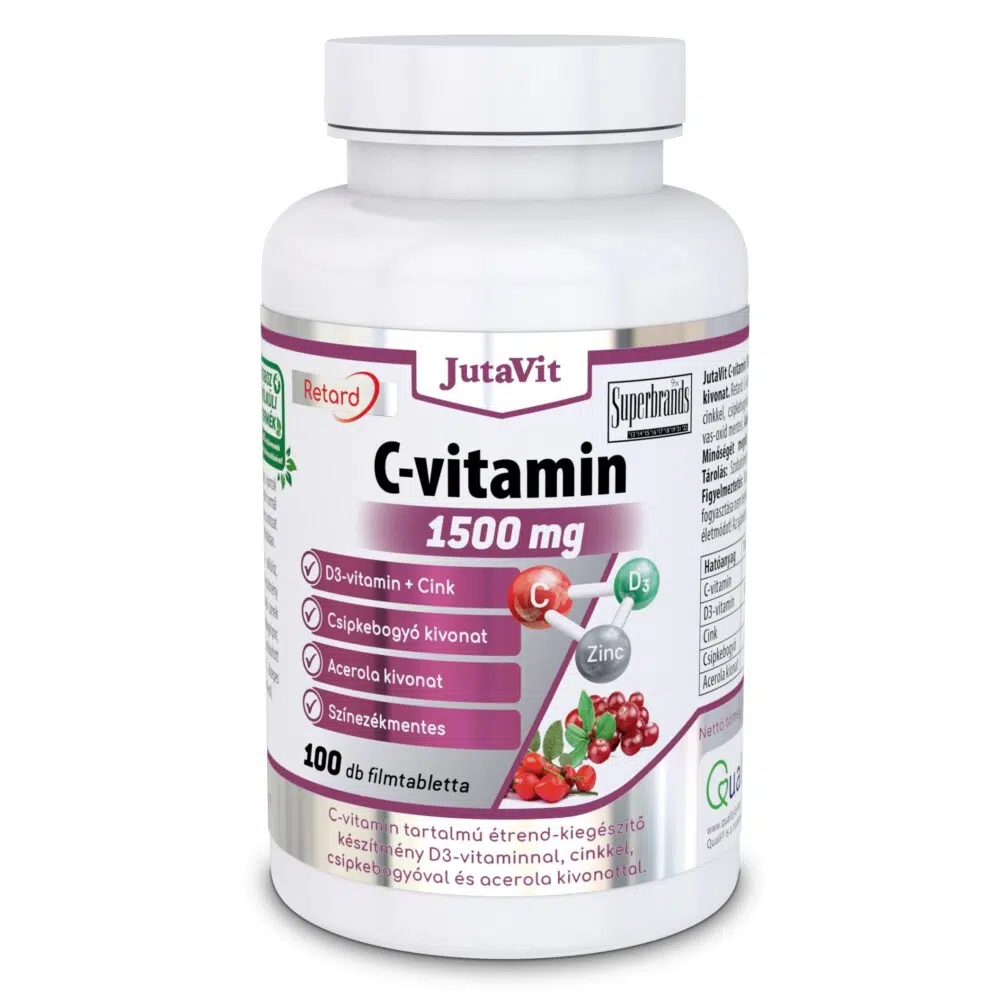 Jutavit C-vitamin 1500mg + D3 + Cink RETARD tabletta - 100db 1 Jutavit c-vitamin 1500 mg tabletta 100 db