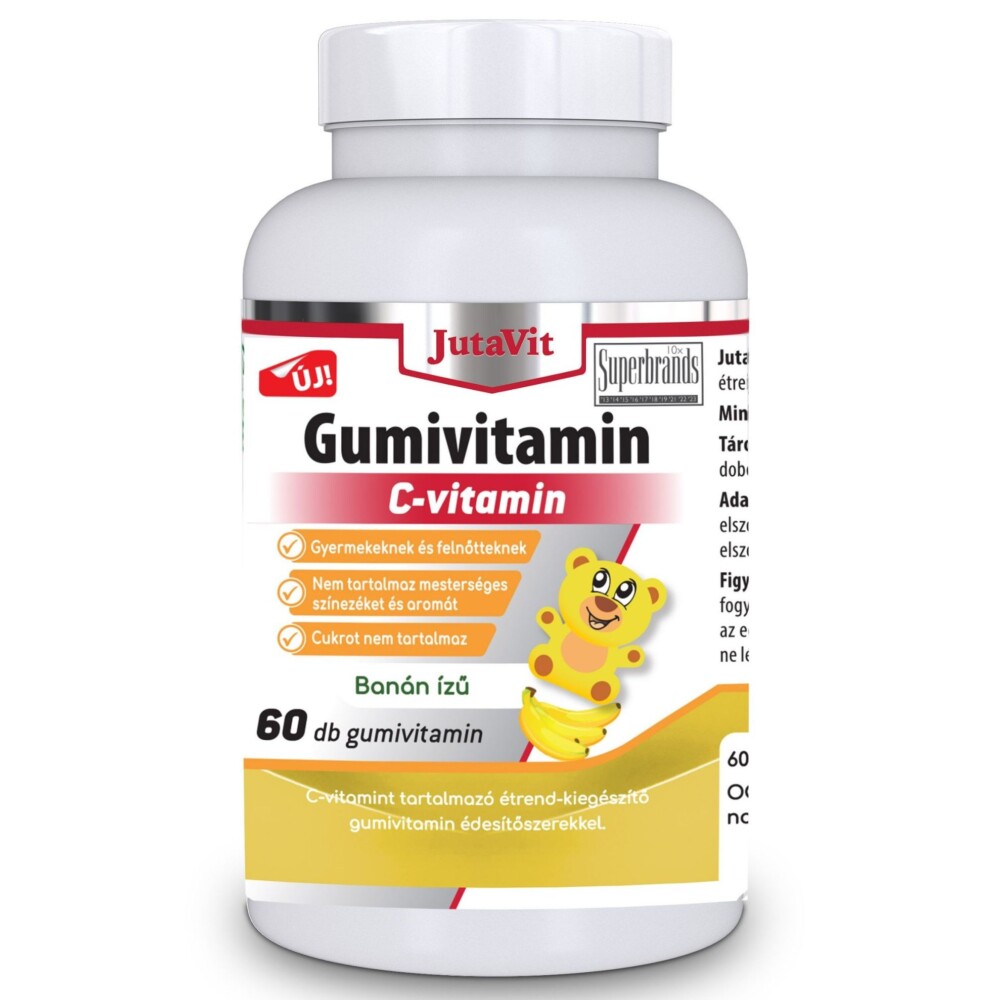 JutaVit C-vitamin Gumivitamin Cukormentes banán ízű - 60db 1 JutaVit C-vitamin Gumivitamin Cukormentes banán ízű 60db