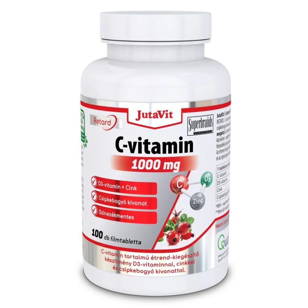 Jutavit C-vitamin 1000mg + D3 + Cink RETARD tabletta - 100db 1 Jutavit c-vitamin+d3 1000 mg RETARD tabletta 100db