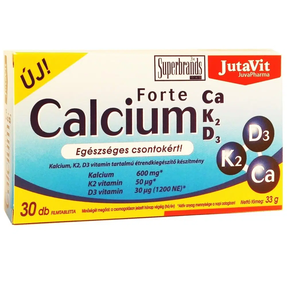 Jutavit Calcium Forte CA/K2/D3-vitamin tabletta - 30db 1 Jutavit Calcium Forte CA/K2/D3 tabletta 30db