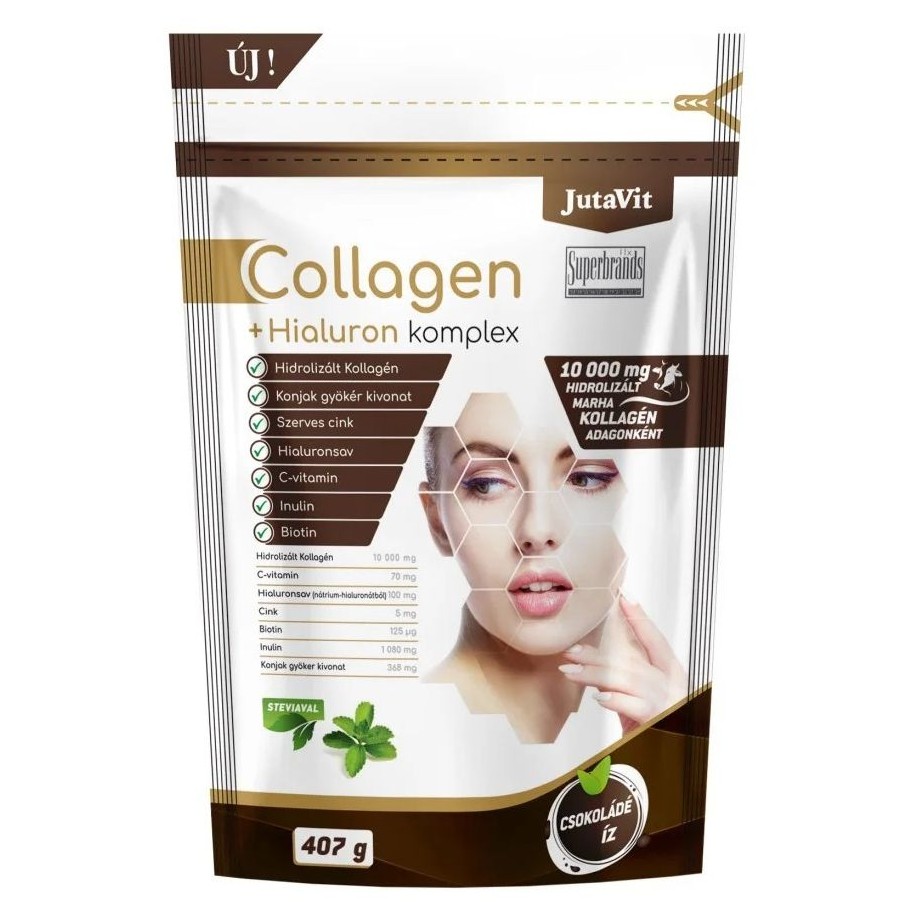 JutaVit Collagen+Hialuron komplex csokoládé ízű italpor - 407g 1 Jutavit Collagen+Hialuron komplex Csokoládé 407g