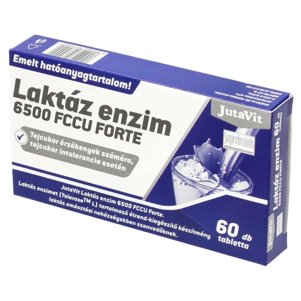 JutaVit Laktáz enzim 6500 FCCU Forte tabletta - 60db 1 JutaVit Laktáz enzim 6500 FCCU Forte 60db