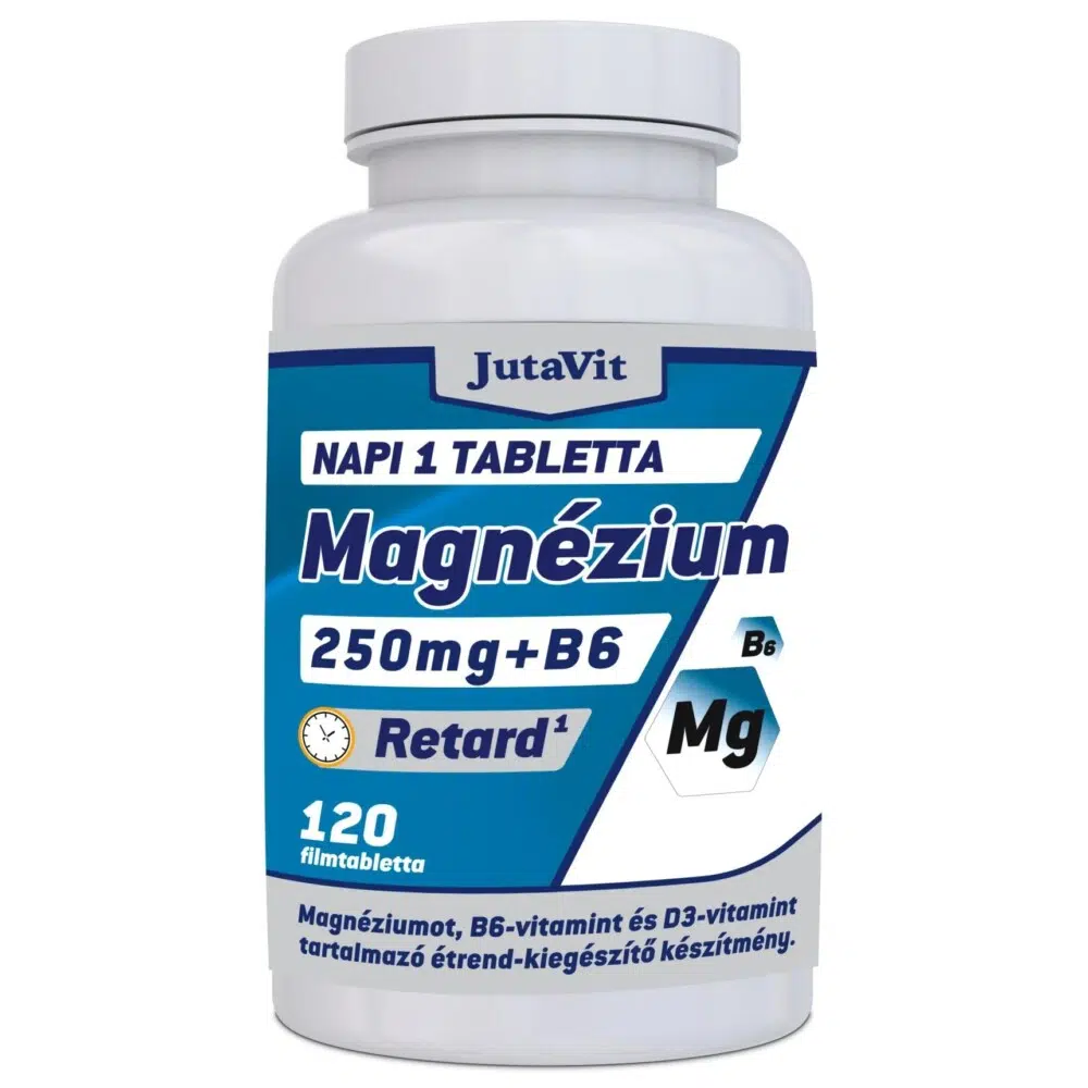 JutaVit Magnézium 250mg+B6+D3-vitamin RETARD filmtabletta - 120db 1 Jutavit magnézium 250mg RETARD +B6+D3-vitamin 120db (NAGY)