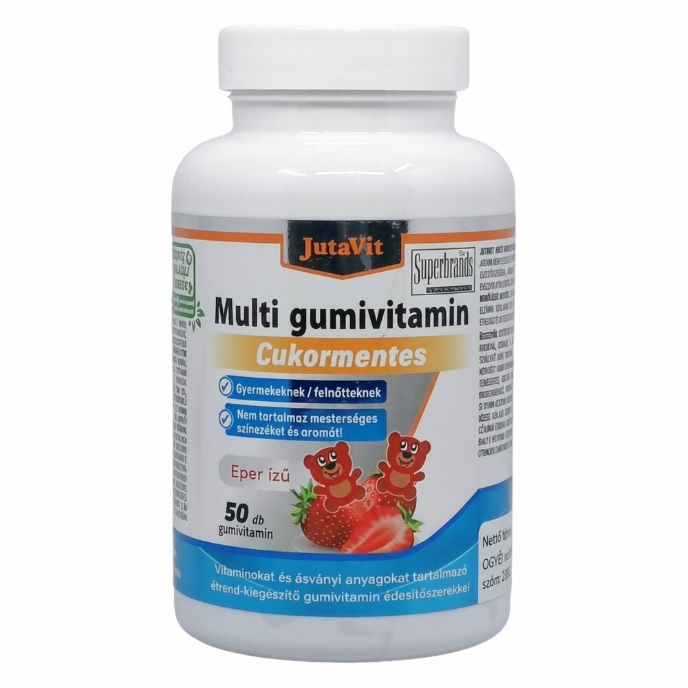 JutaVit Multivitamin cukormentes eper ízű gumivitamin - 50db 1 Jutavit Multivitamin Gumivitamin cukormentes eper ízű 50db