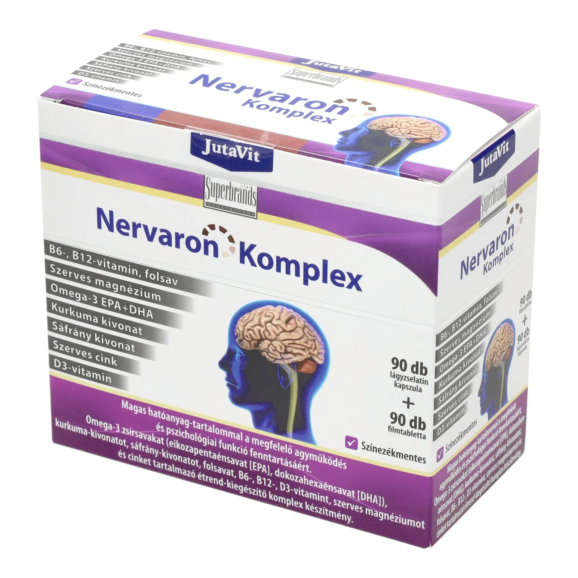 JutaVit Nervaron komplex - 90db+90db 1 Jutavit Nervaron komplex 90db lágyzselatin kapszula + 90db filmtabletta
