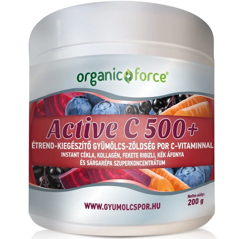 Organic Force Active C 500+ gyümölcs-zöldség szuperkoncentrátum - 200g 1 Organic Force Active C 500+ gyümölcs-zöldség szuperkoncentrátum por 200g