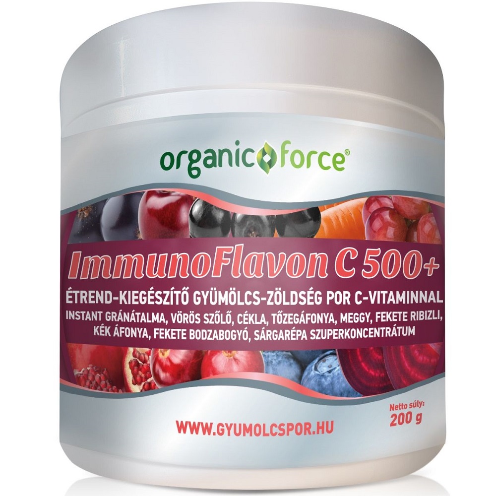 Organic Force ImmunoFlavon C 500+ gyümölcs-zöldség szuperkoncentrátum - 200g 1 Organic Force ImmunoFlavon C 500+ gyümölcs-zöldség szuperkoncentrátum por 200g