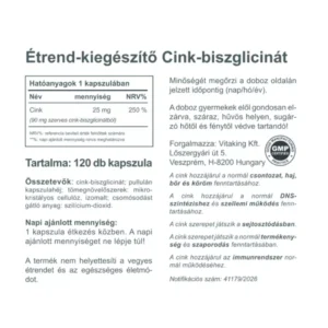 Vitaking Cink Biszglicinát kapszula - 120db 3 Vitaking Cink Biszglicinát kapszula - 120db - Image 2