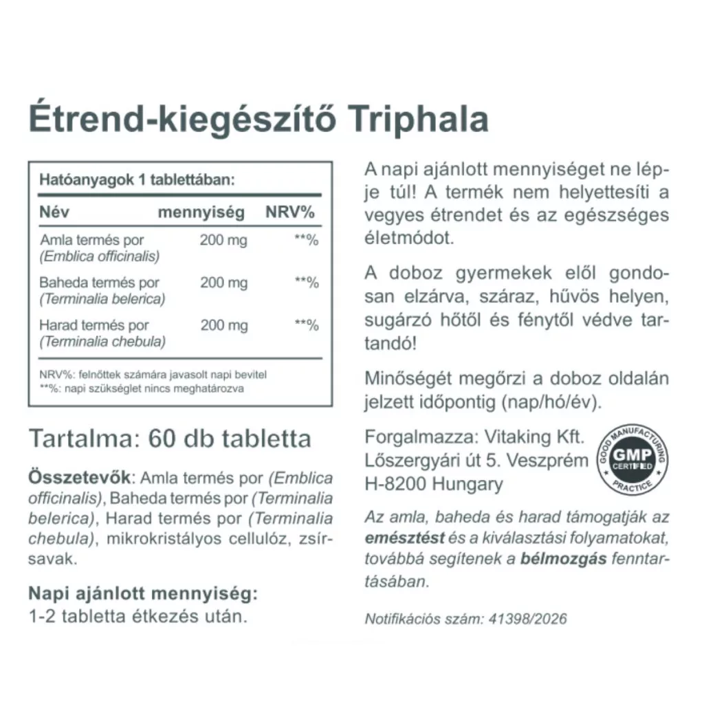 Vitaking Triphala tabletta - 60db 3 Vitaking Triphala tabletta - 60db - Image 3