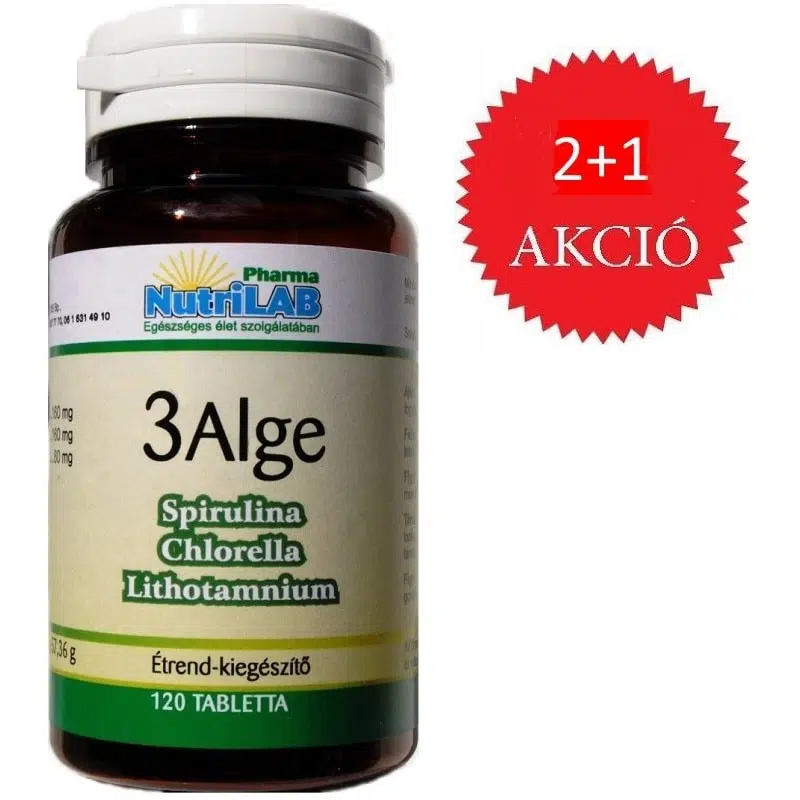 Nutrilab 3 Alge - Spirulina, Chlorella és Vörös alga kapszula 2+1 AKCIÓ - 3x120db 1 Nutrilab 3 Alge - Spirulina, Chlorella és Vörös alga kapszula 2+1 AKCIÓ - 3x120db